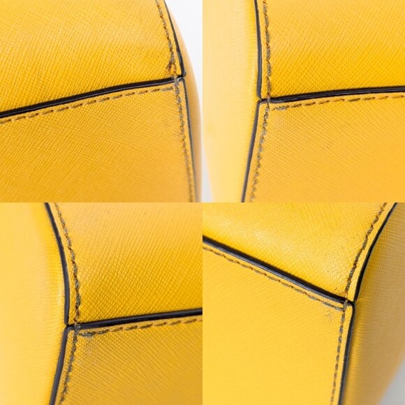 MK MICHAEL KORS Saffiano Leather Satchel Shoulder Strap Bag Yellow - Picture 10 of 16